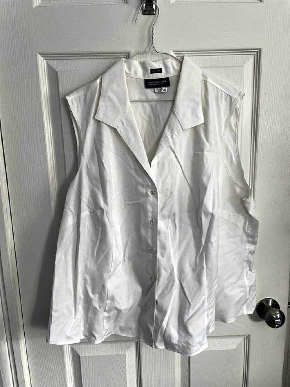 Jones New York Signature Sleeveless Button-Up Shirt White XL